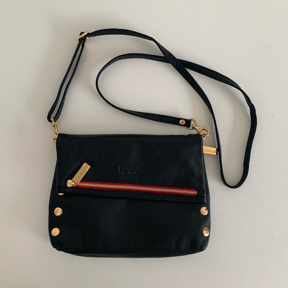 Hammitt VIP  Fold-Over Leather Gold Studded Crossbody Bag Small